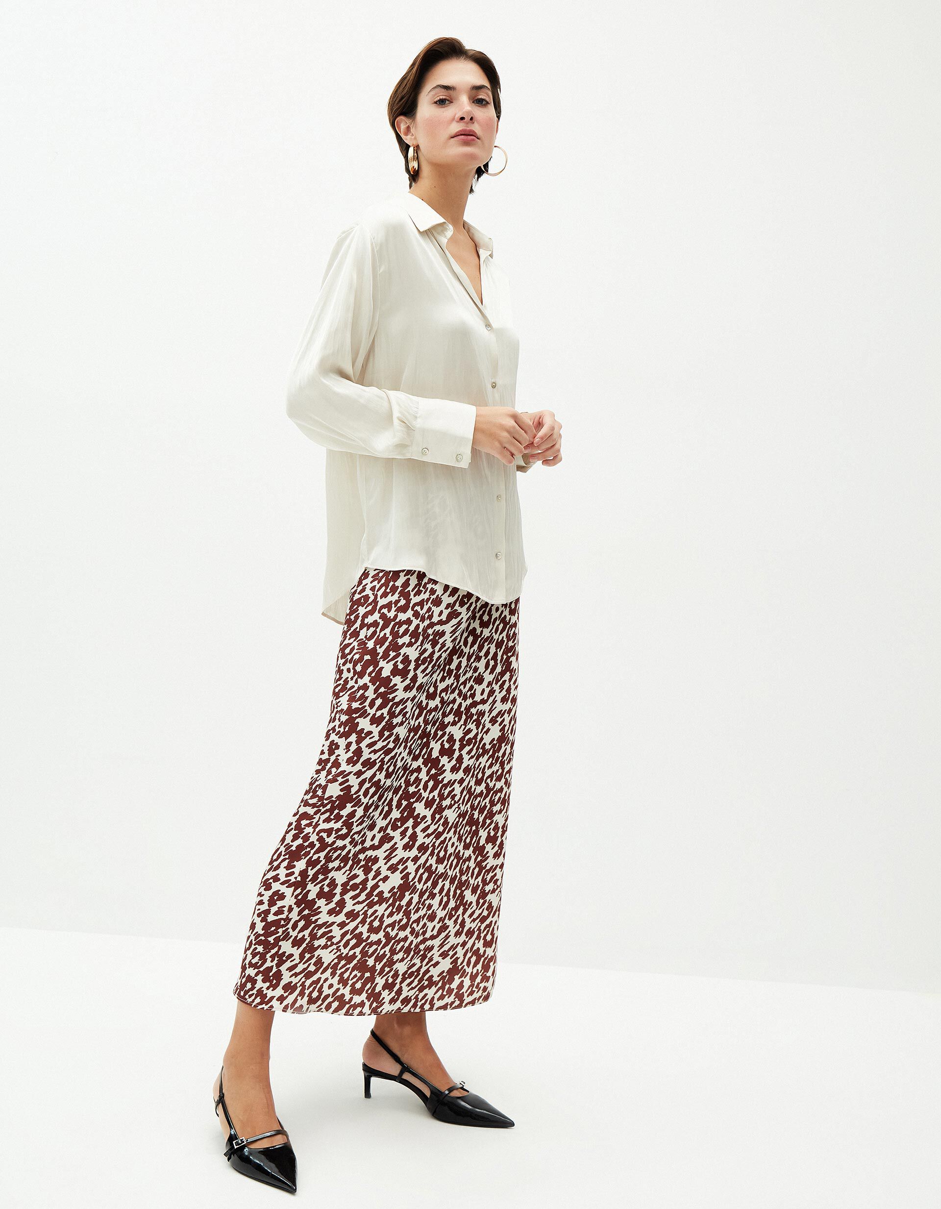 Comprar Online Saia Comprida de Cetim, Mulher, Vermelho Escuro