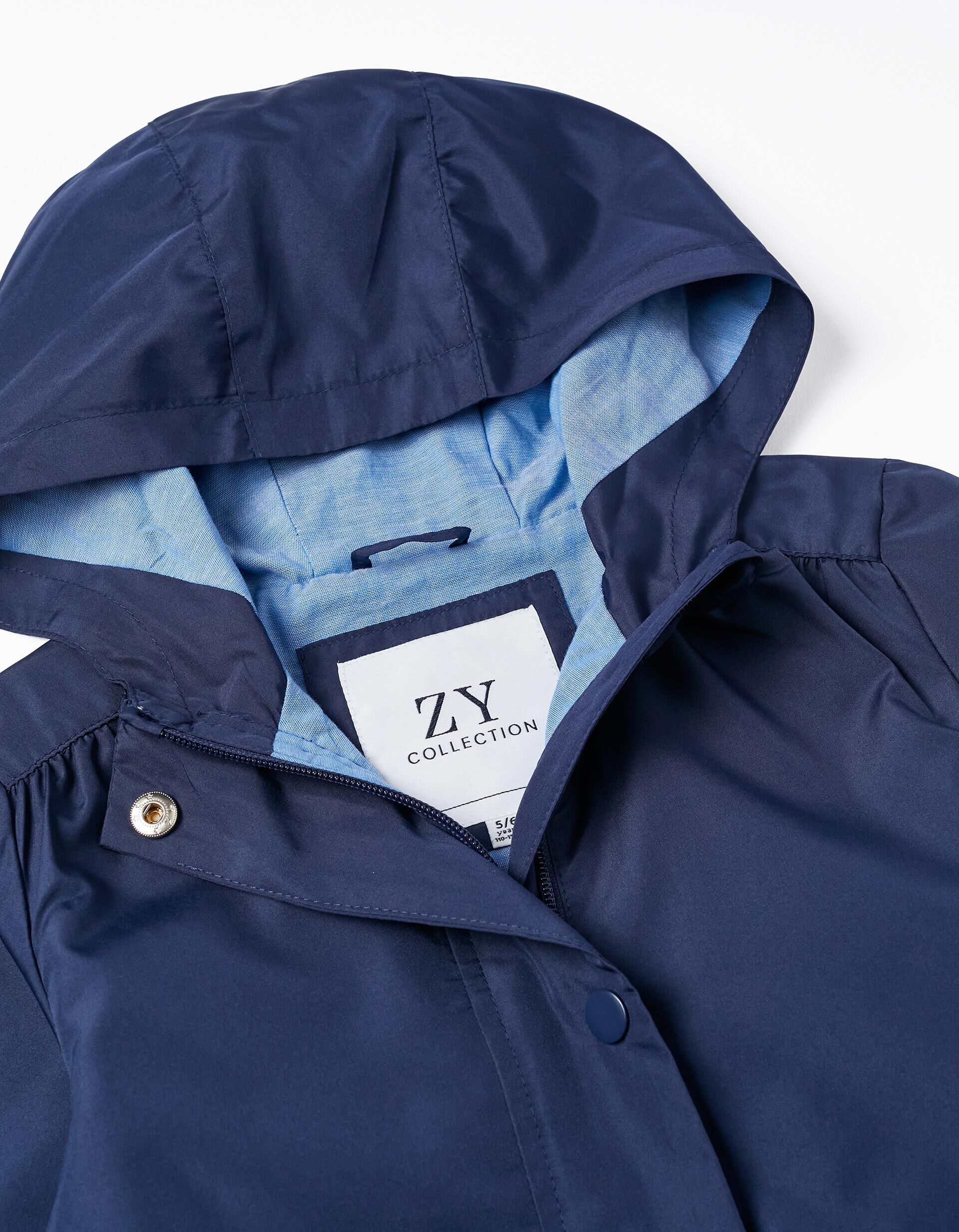 Comprar Online Casaco Corta-Vento com Capuz para Menina, Azul Escuro