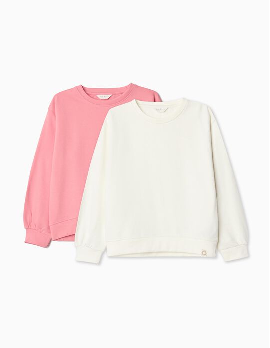 Comprar Online Pack 2 Sweatshirts de Felpa, Menina, Rosa Claro/Bege Claro