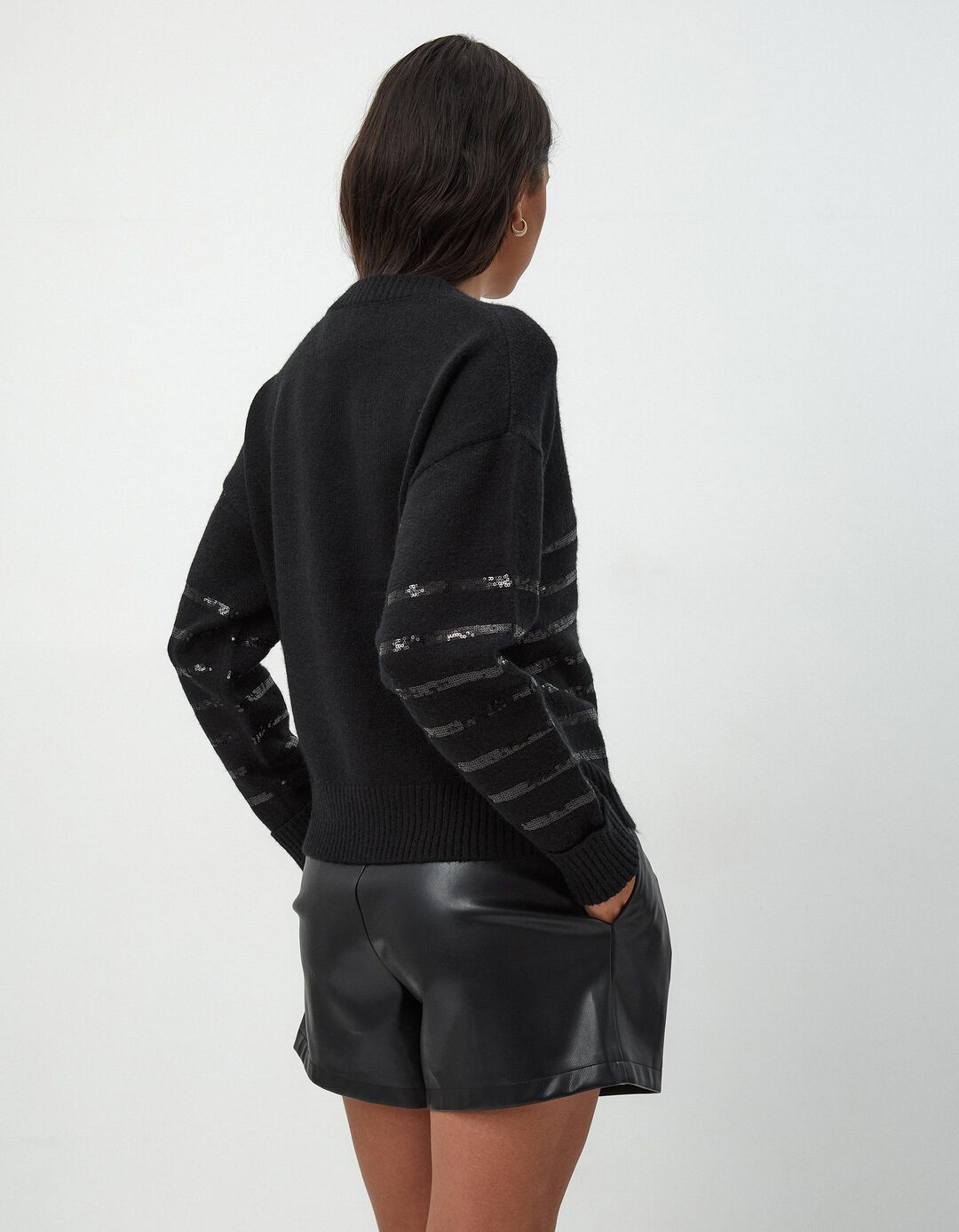 Camisola de Malha Lantejoulas, Mulher, Preto