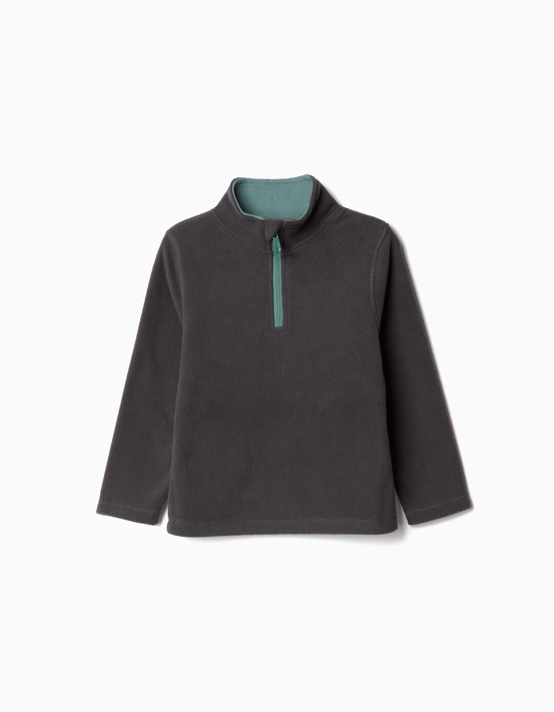 Sweatshirt Polar Fecho de Correr, Menino, Cinzento Escuro