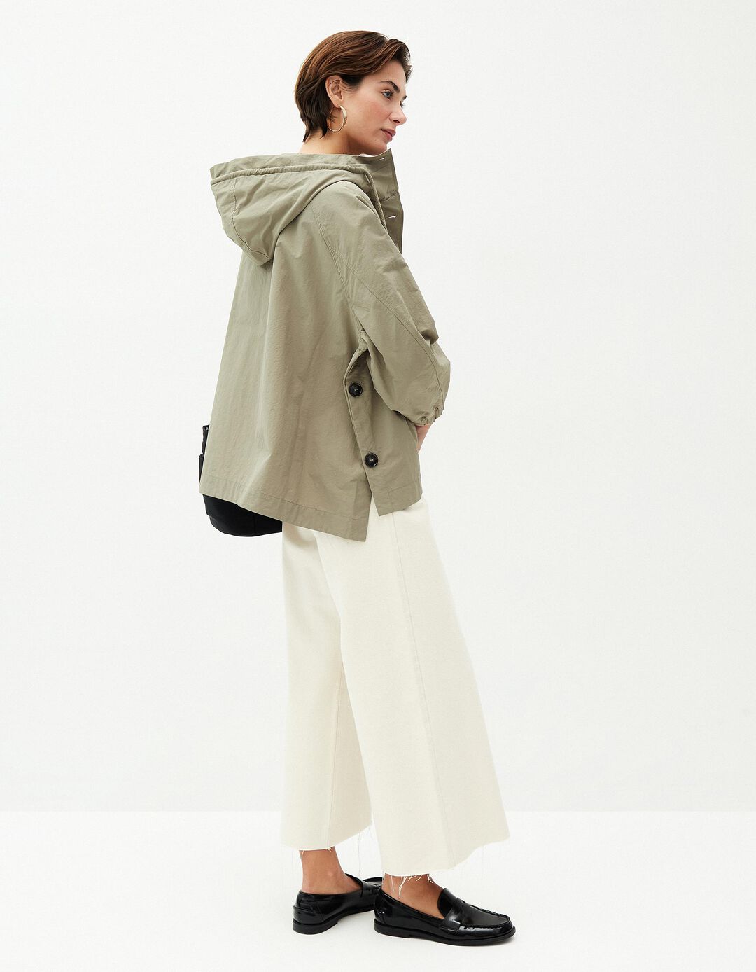 Parka com Botões, Mulher, Verde Escuro