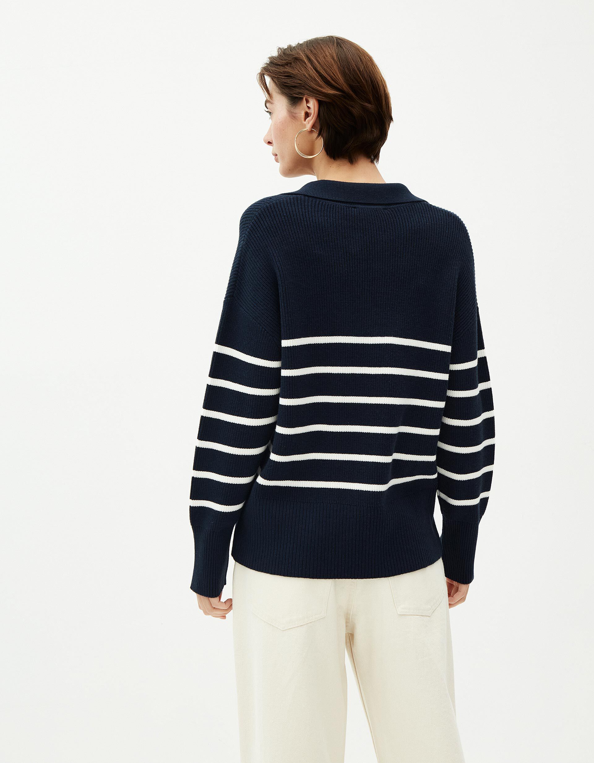 Camisola de Malha Polo, Mulher, Azul Escuro