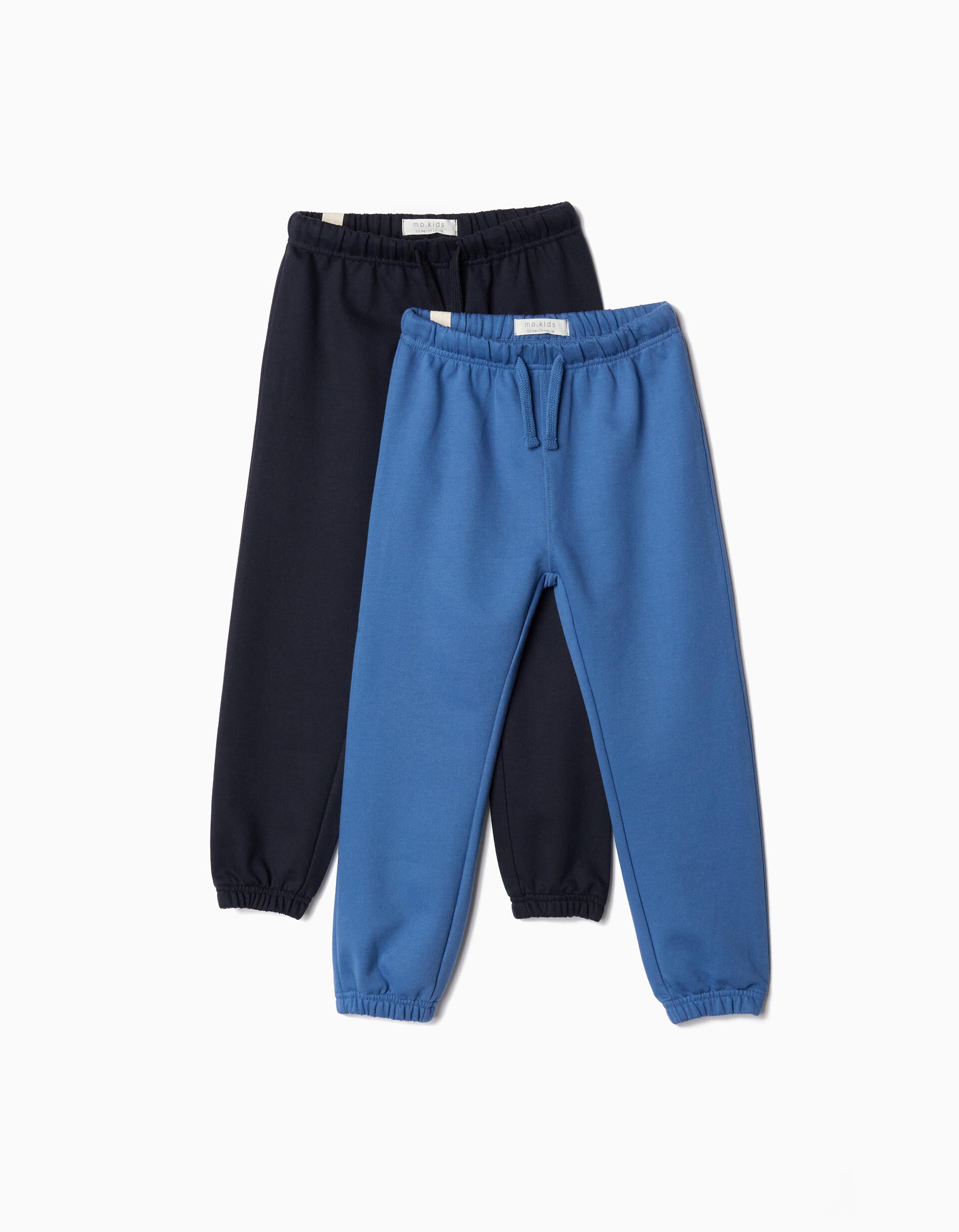 Pack 2 Joggers de Felpa, Menino, Azul/Azul Escuro