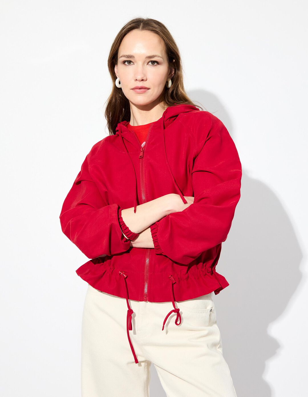 Parka Capuz, Mulher, Vermelho Escuro