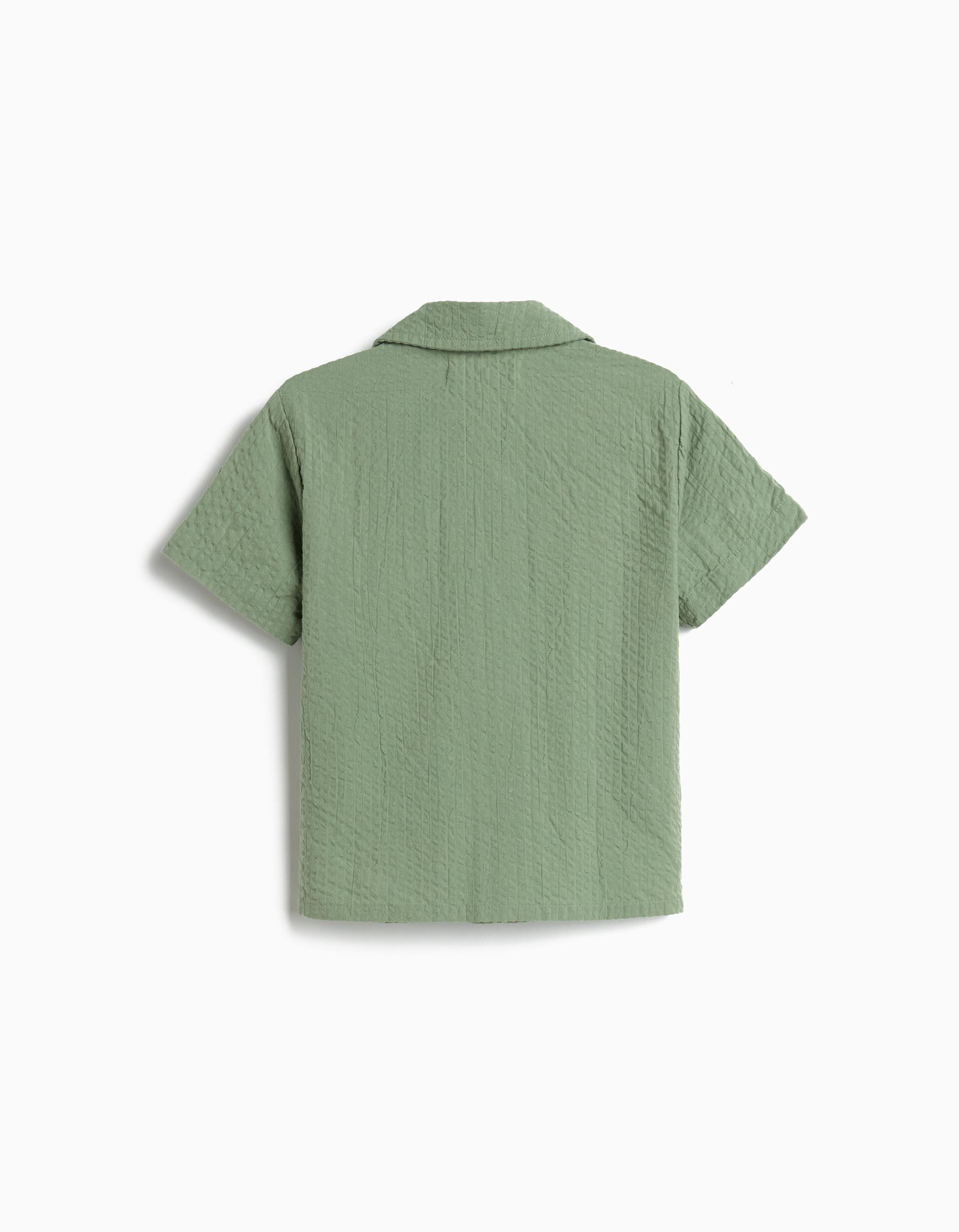 Camisa Texturada, Menino, Verde Escuro