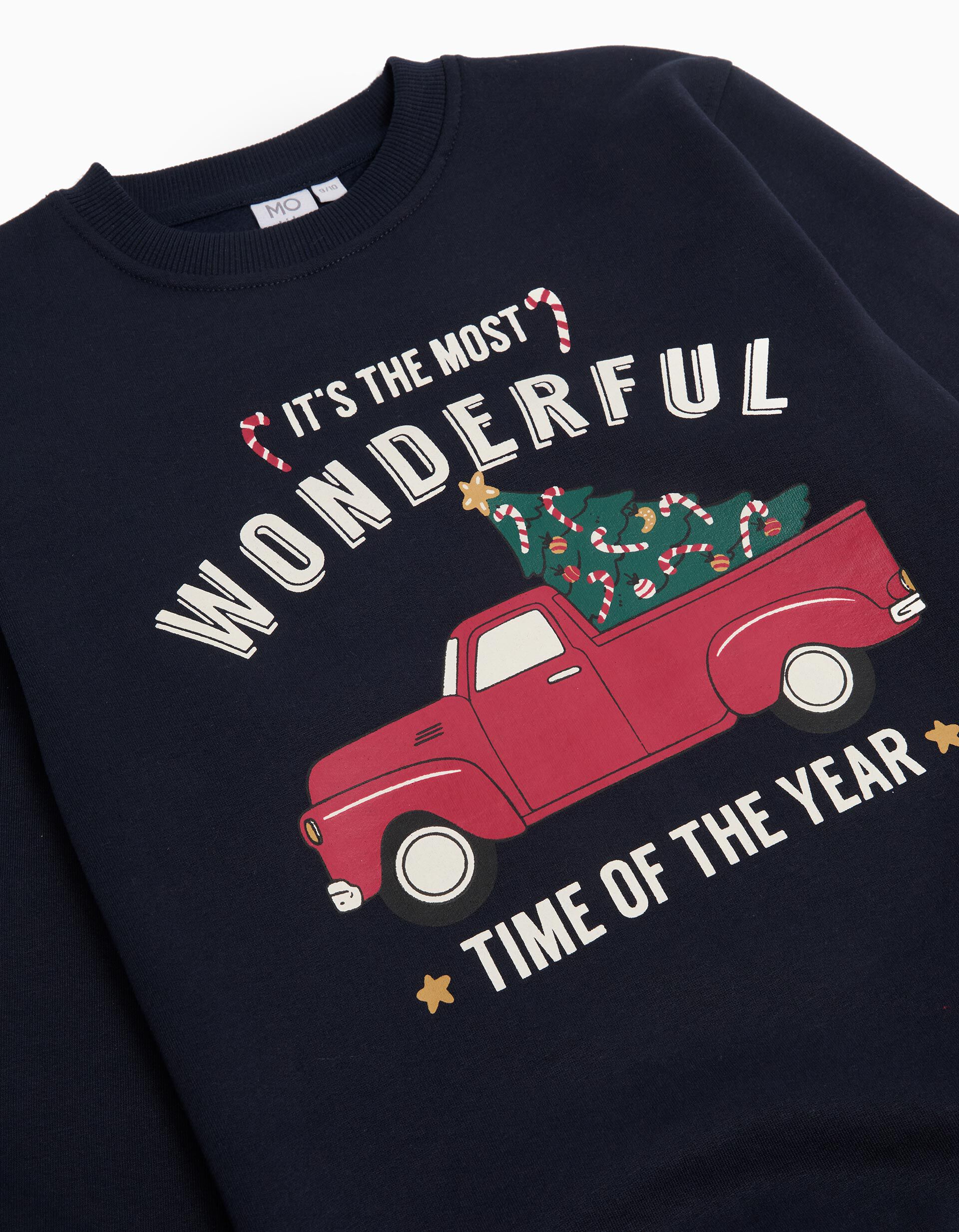 Comprar Online Sweatshirt de Felpa Natal, Menino, Azul Escuro