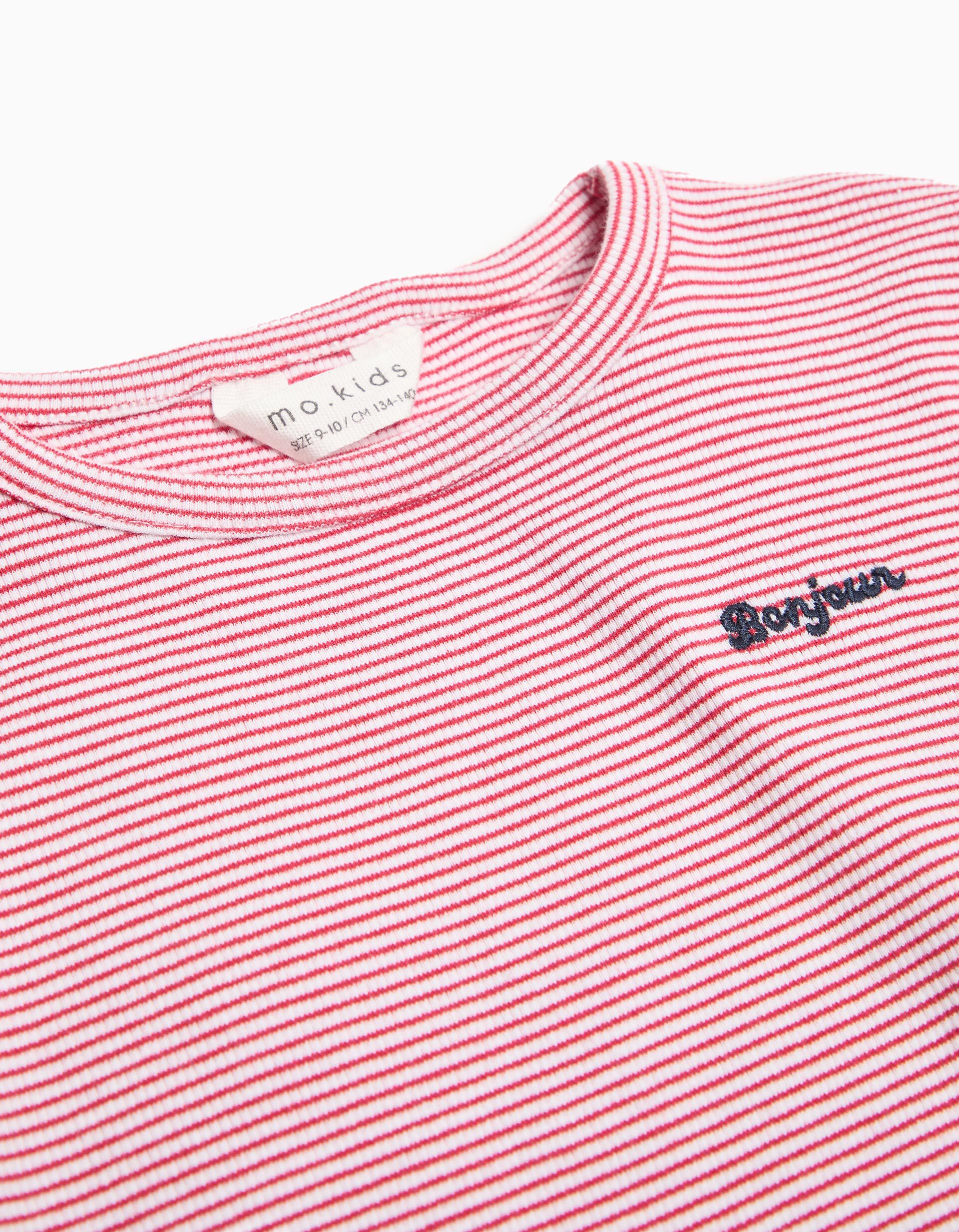 Comprar Online T-shirt de Manga Comprida Riscas, Menina, Vermelho