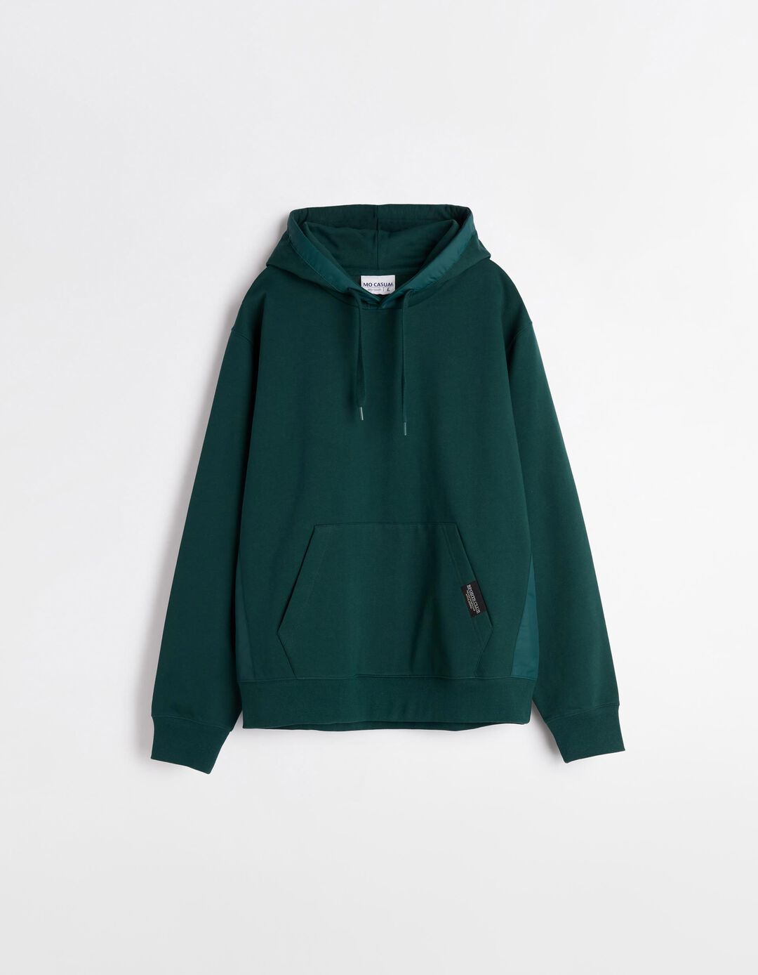 Sweatshirt de Felpa Detalhes Nylon Capuz, Homem, Verde Escuro