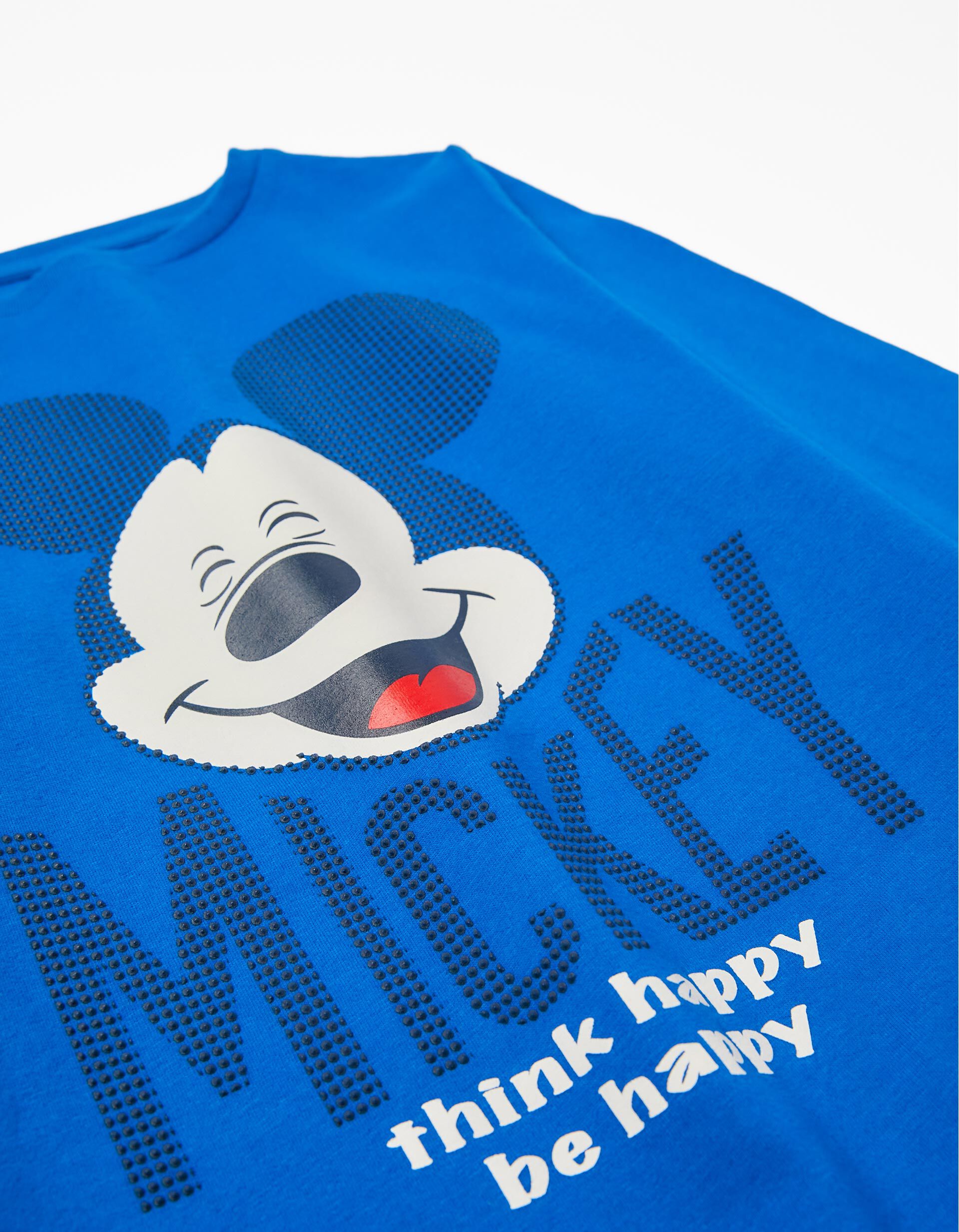 Comprar Online T-shirt de Algod&atilde;o de Manga Comprida para Menino 'Happy Mickey', Azul