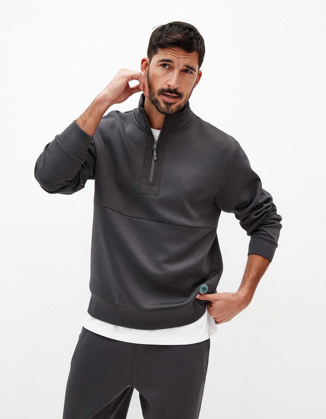 Sweatshirt Fecho de Correr, Homem, Cinzento Escuro