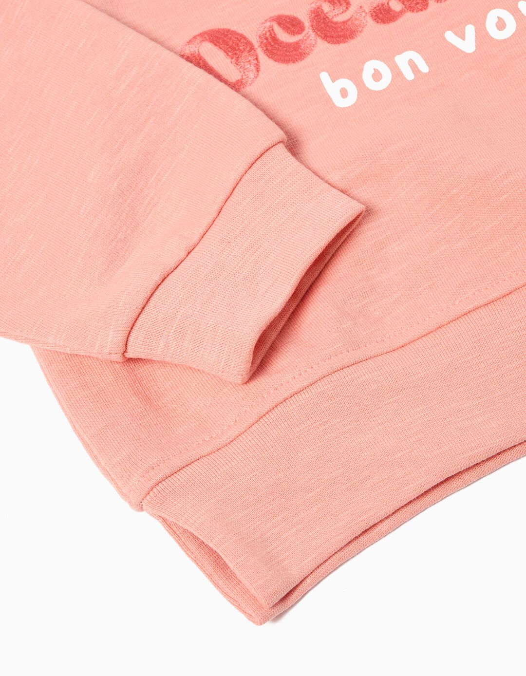Sweatshirt de Felpa Estampado, Menina, Salmão