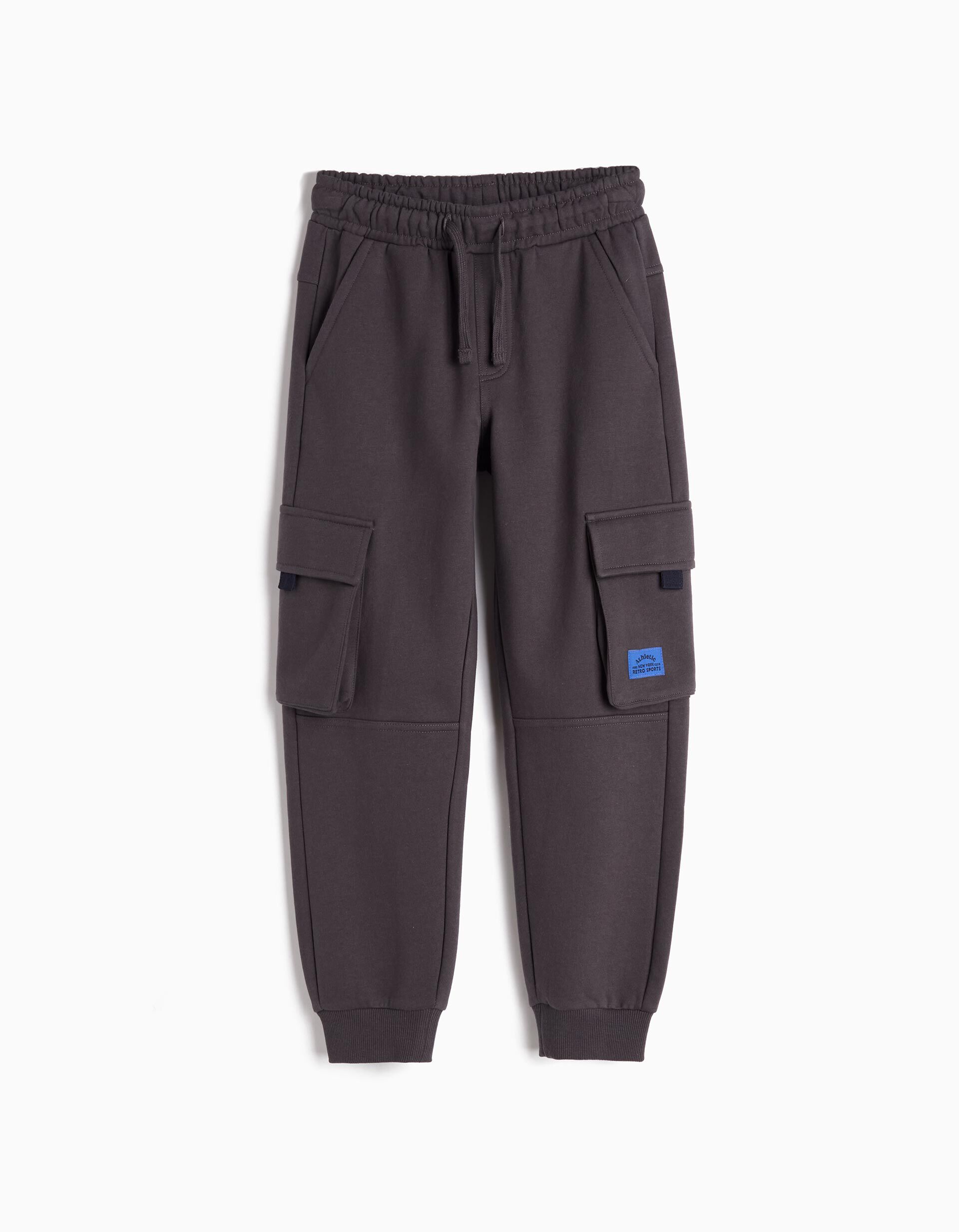 Joggers de Felpa Cargo, Menino, Cinzento Escuro