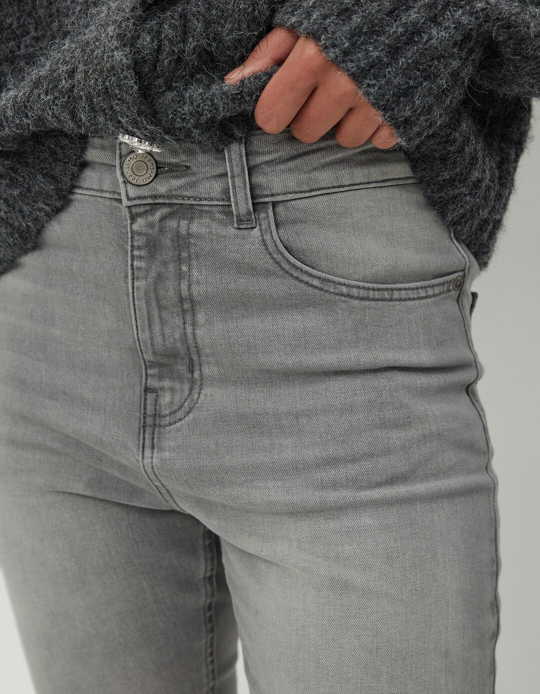 Calças de Ganga Skinny, Mulher, Cinzento