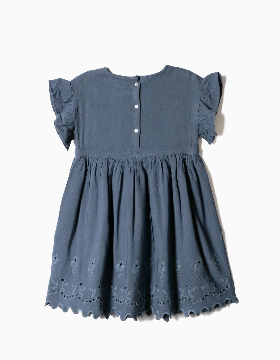 Vestido para Menina 'B&S' com Bordados, Azul