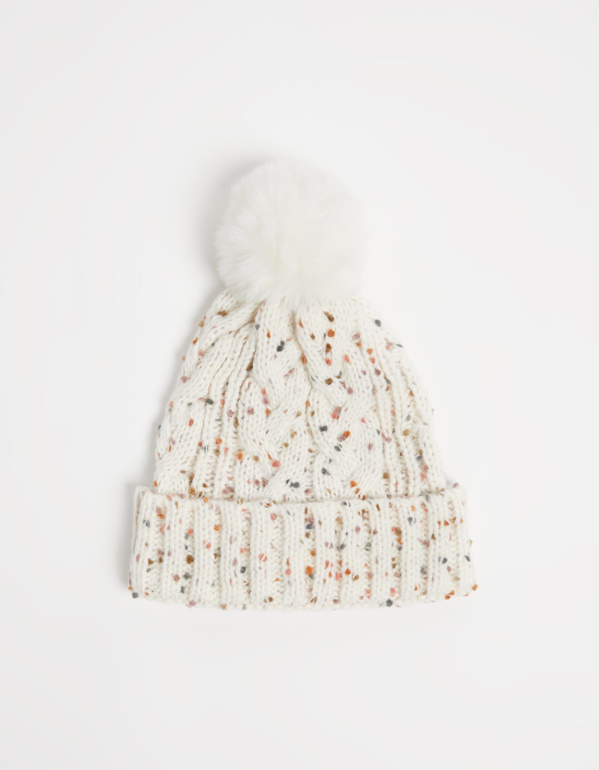 Gorro Malha Mescla Pompom, Mulher, Branco