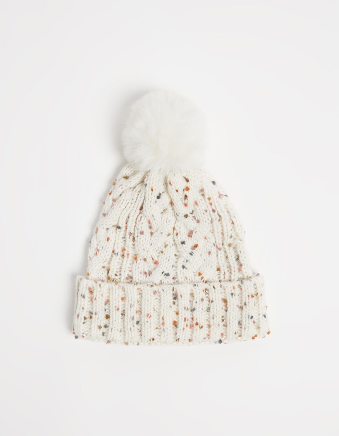 Gorro Malha Mescla Pompom, Mulher, Branco