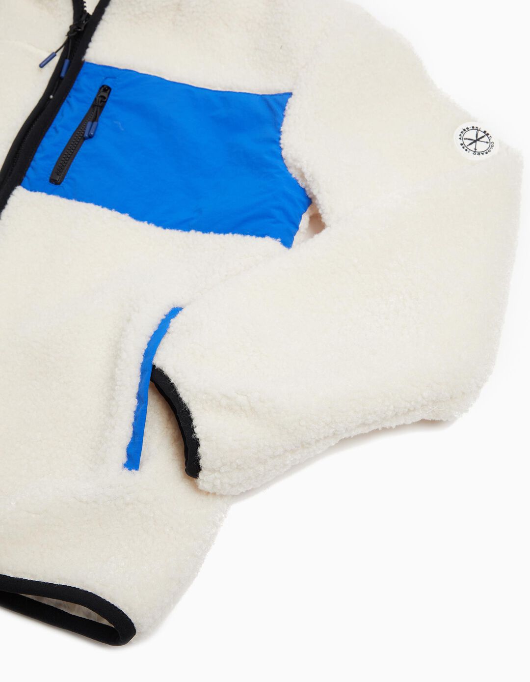 Casaco Sherpa Fecho de Correr, Menino, Branco