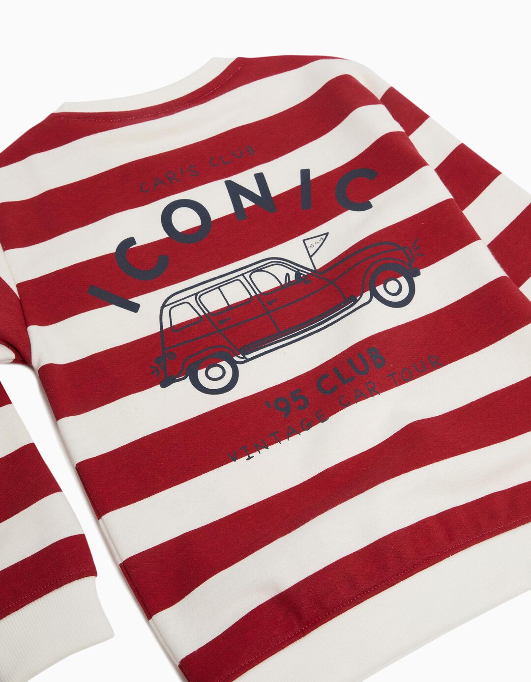 Sweatshirt Fleece Riscas, Menino, Vermelho Escuro