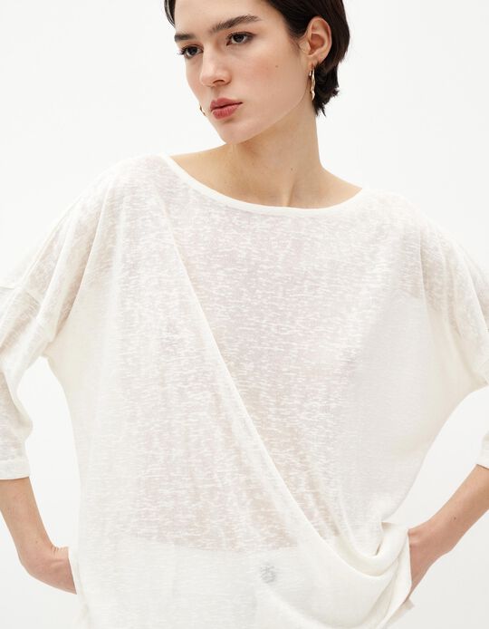 Comprar Online T-shirt de Manga Comprida, Mulher, Bege Claro