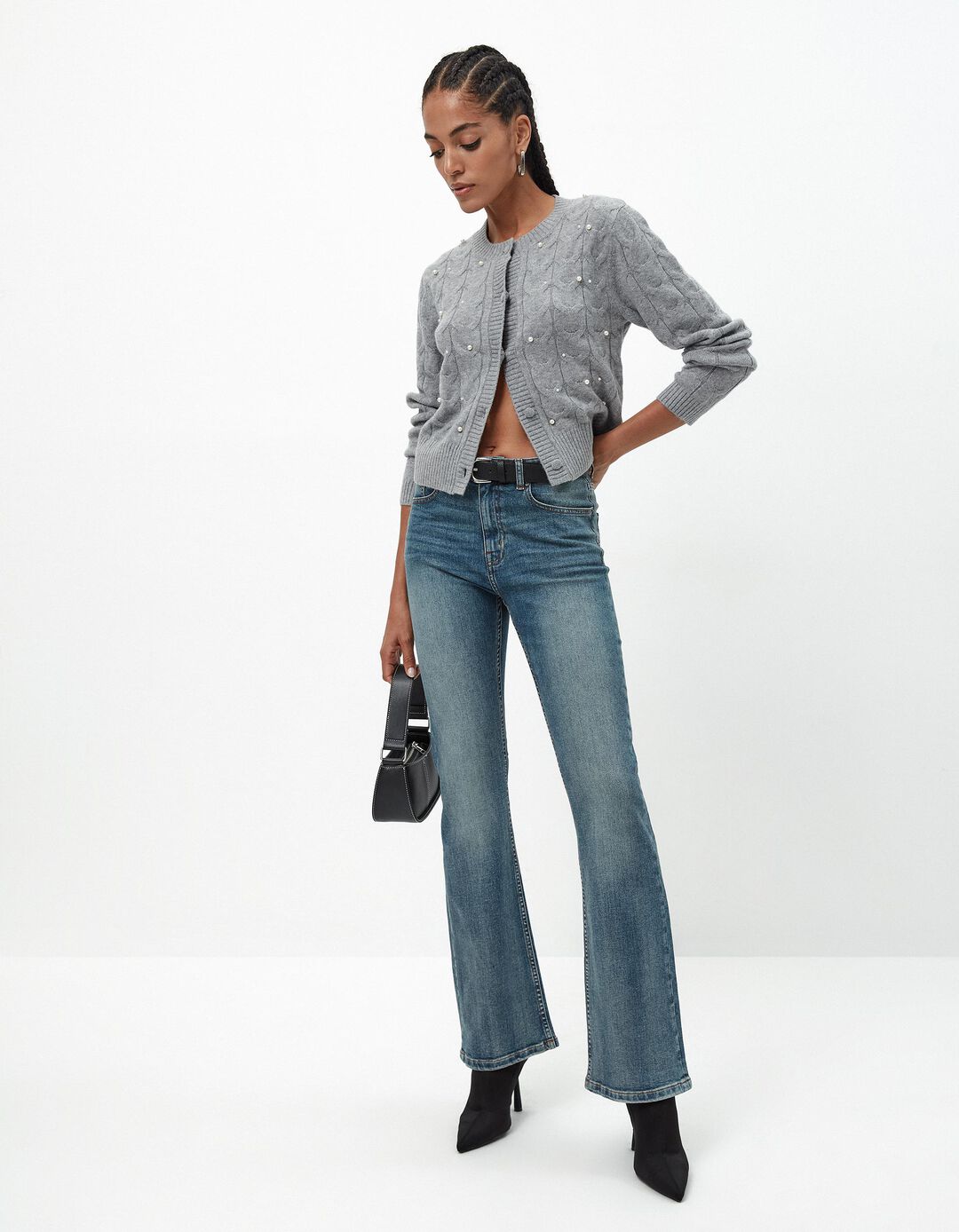 Calças de Ganga Bootcut, Mulher, Azul Escuro
