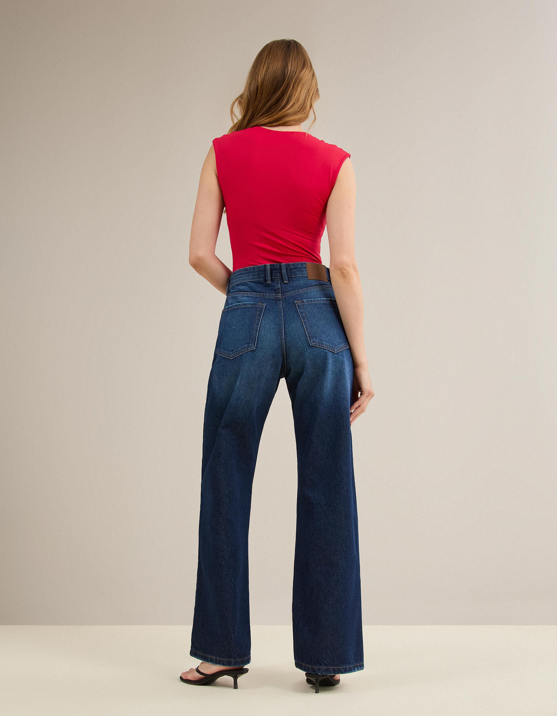 Cal&ccedil;as De Ganga 'Wide Leg', Mulher, Azul Escuro