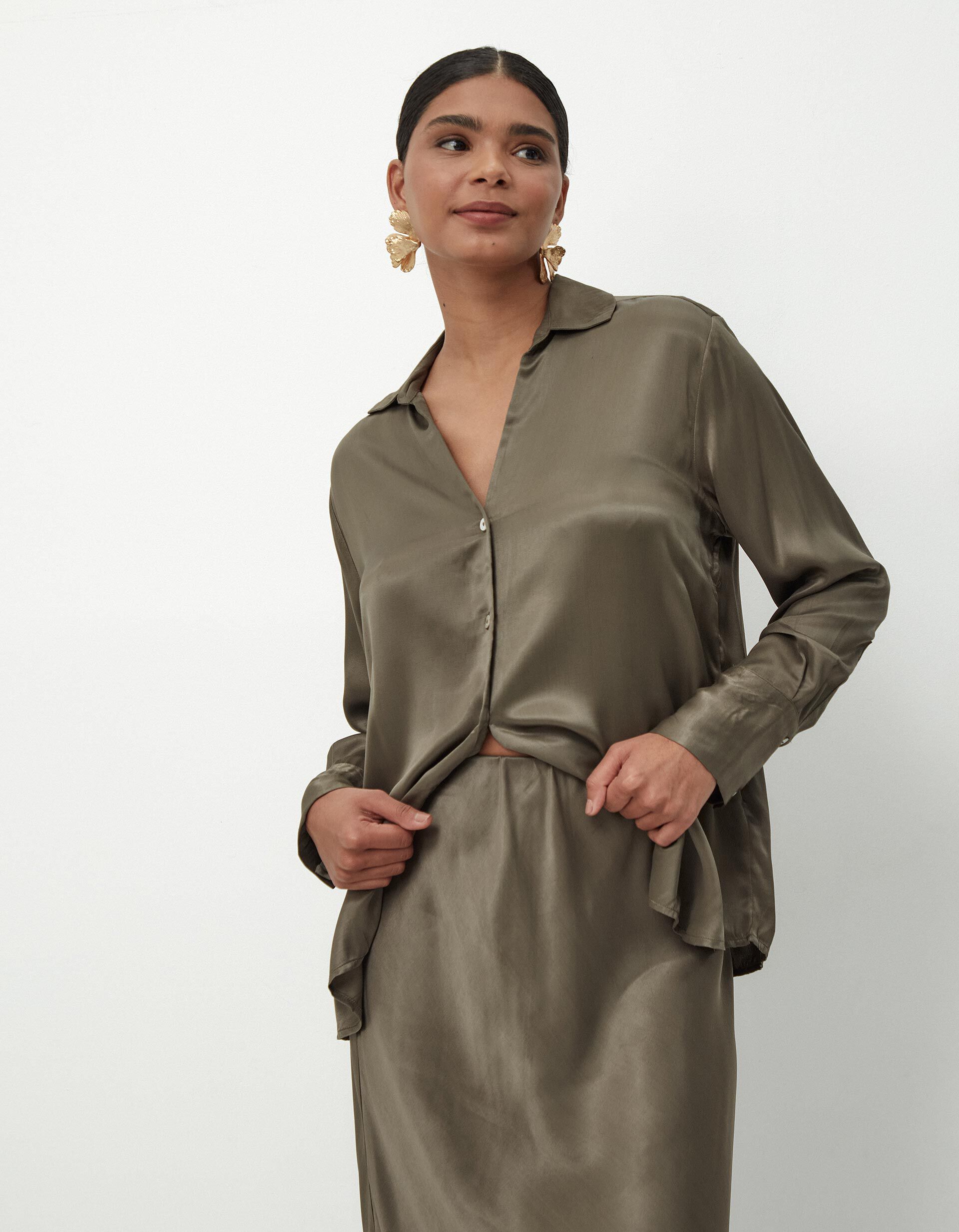 Blusa Acetinada, Mulher, Verde