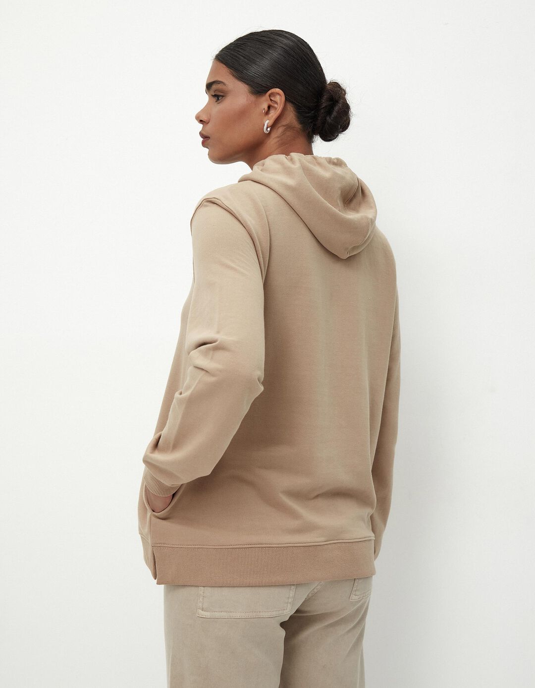 Sweatshirt Capuz, Mulher, Bege