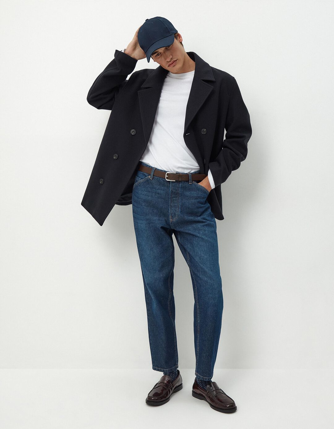 Cal&ccedil;as de Ganga 'Relaxed Crop Fit', Homem, Azul Escuro