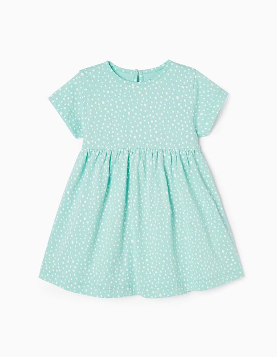 Comprar Online Vestido de Algodão Estampado para Bebé Menina, Verde Água