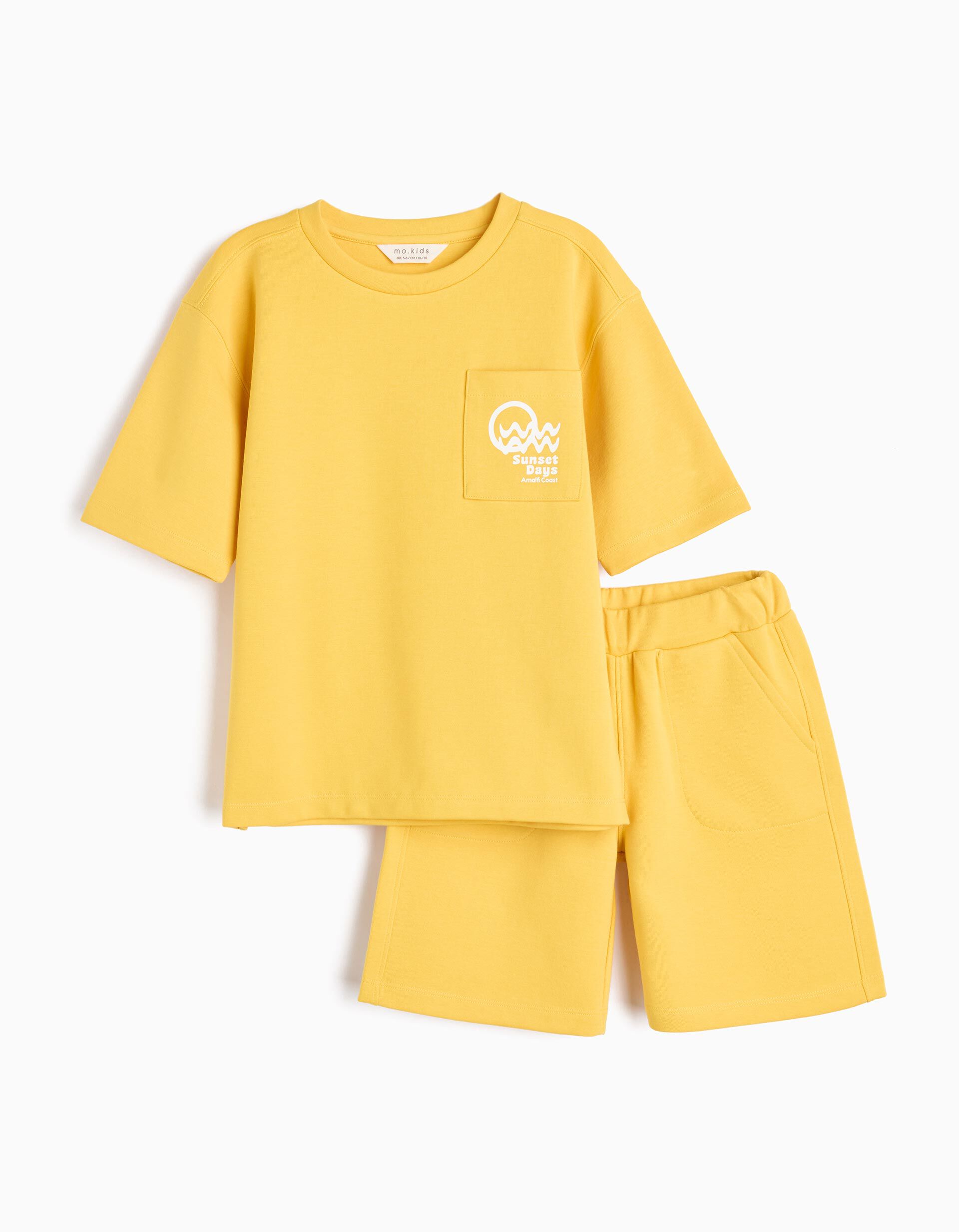 Conjunto T-Shirt e Cal&ccedil;&otilde;es, Menino, Amarelo