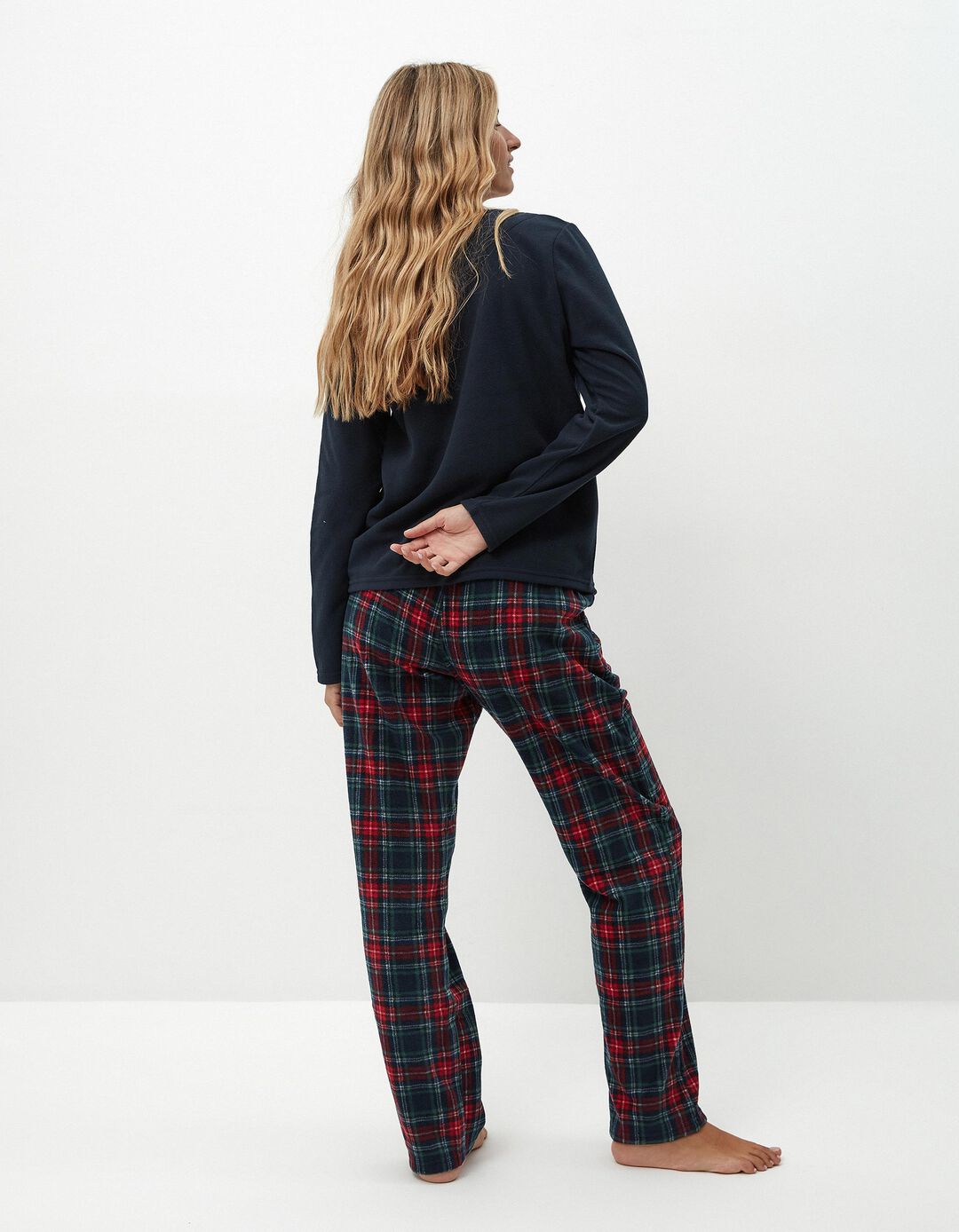 Pijama Polar Natal, Mulher, Azul Escuro