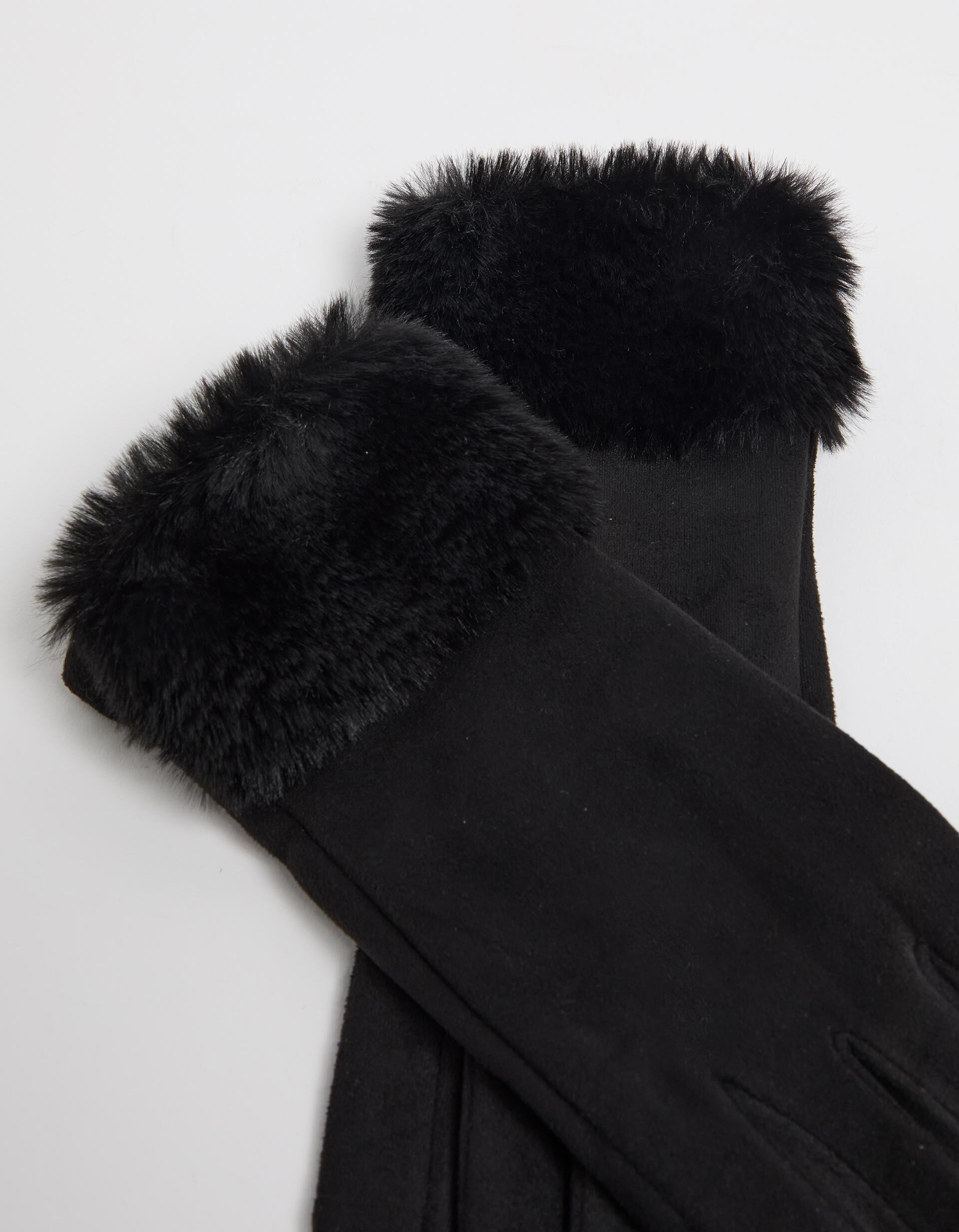 Comprar Online Luvas Detalhe Pelo Sint&eacute;tico, Mulher, Preto