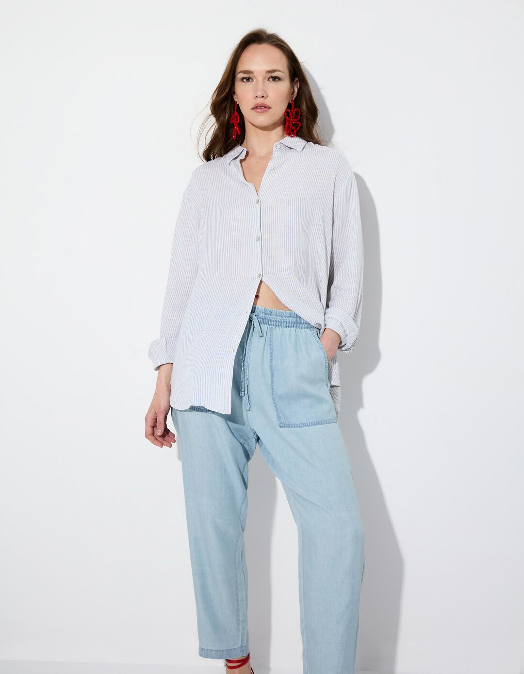 Camisa de Linho, Mulher, Azul 