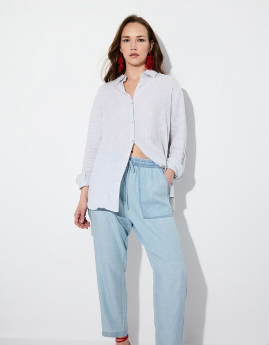 Comprar Online Camisa de Linho, Mulher, Azul 