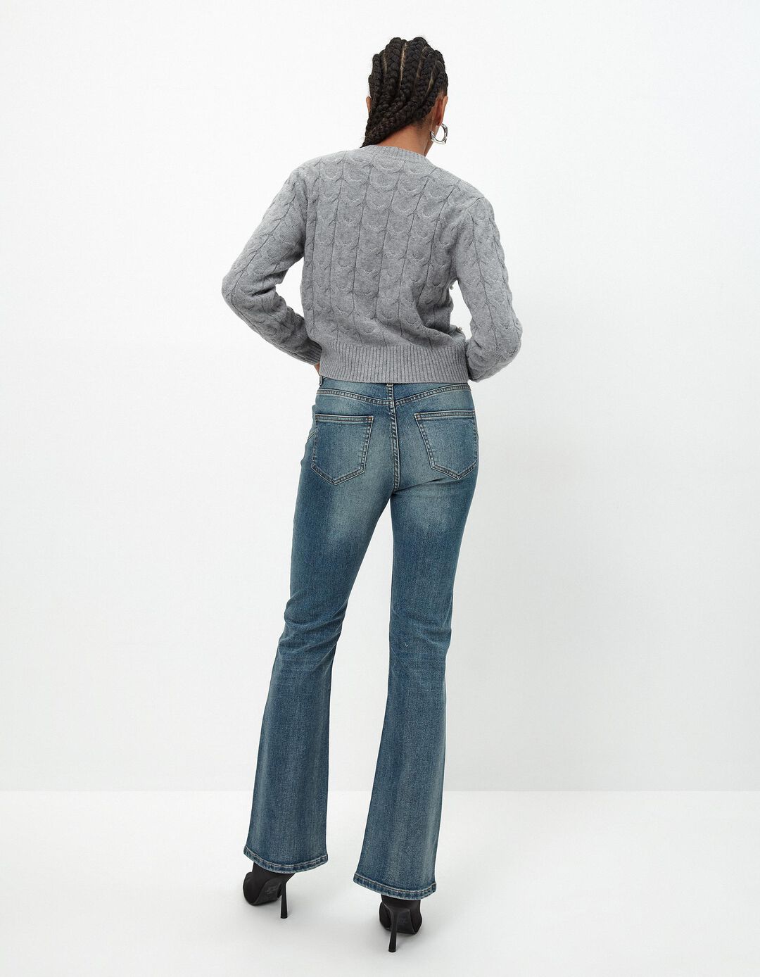 Calças de Ganga Bootcut, Mulher, Azul Escuro