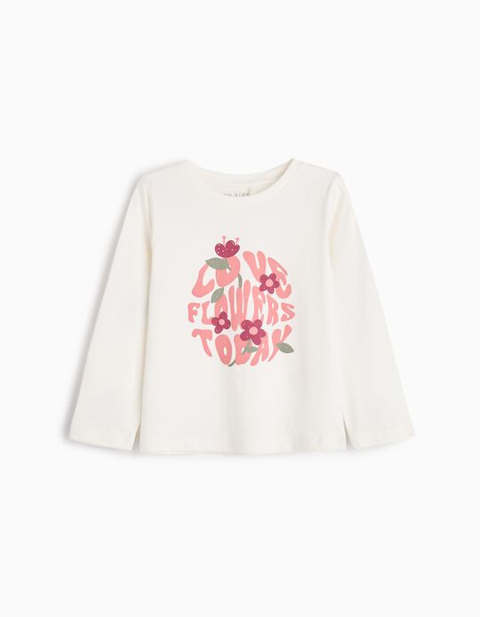 Comprar Online T-shirt Manga Estampado, Menina, Branco