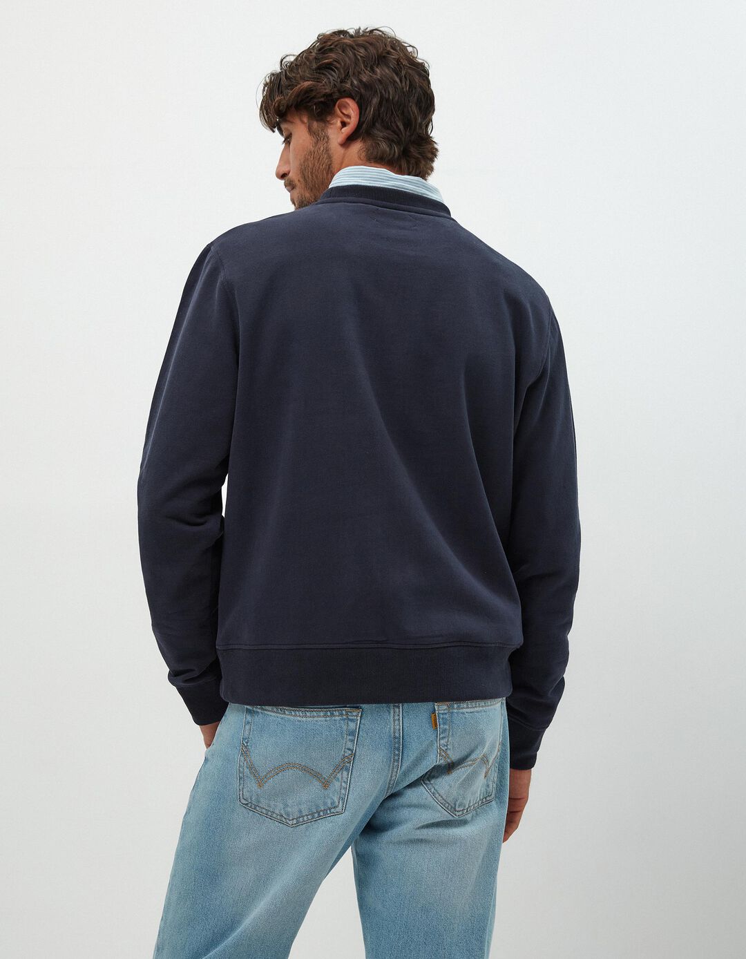 Sweatshirt Decote Redondo, Homem, Azul Escuro