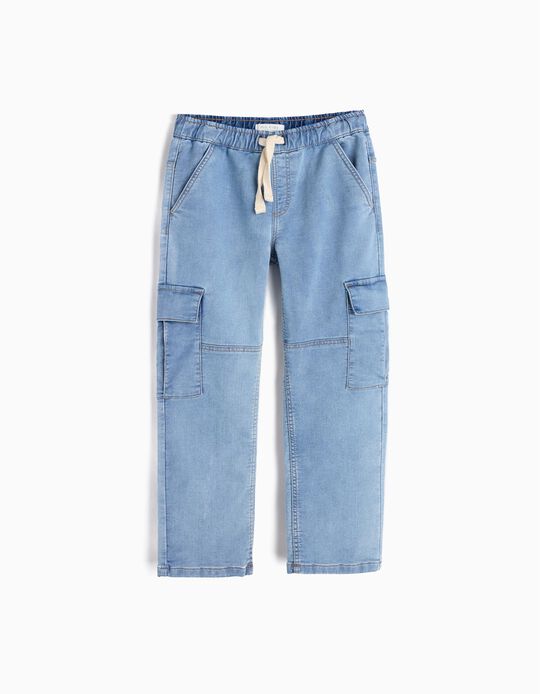 Comprar Online Calças de Ganga Cargo, Menino, Azul Claro 