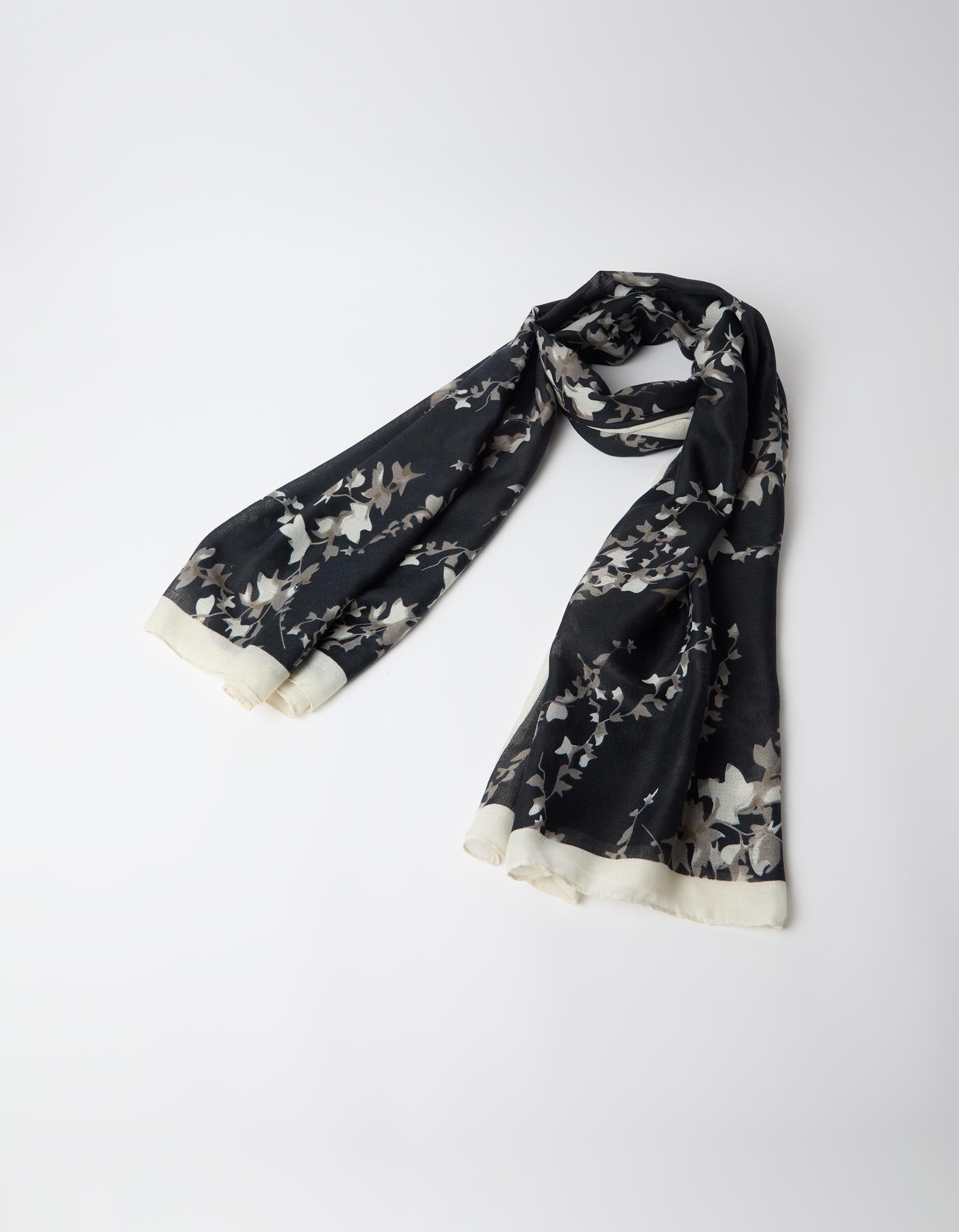 Len&ccedil;o Estampado Floral, Mulher, Preto