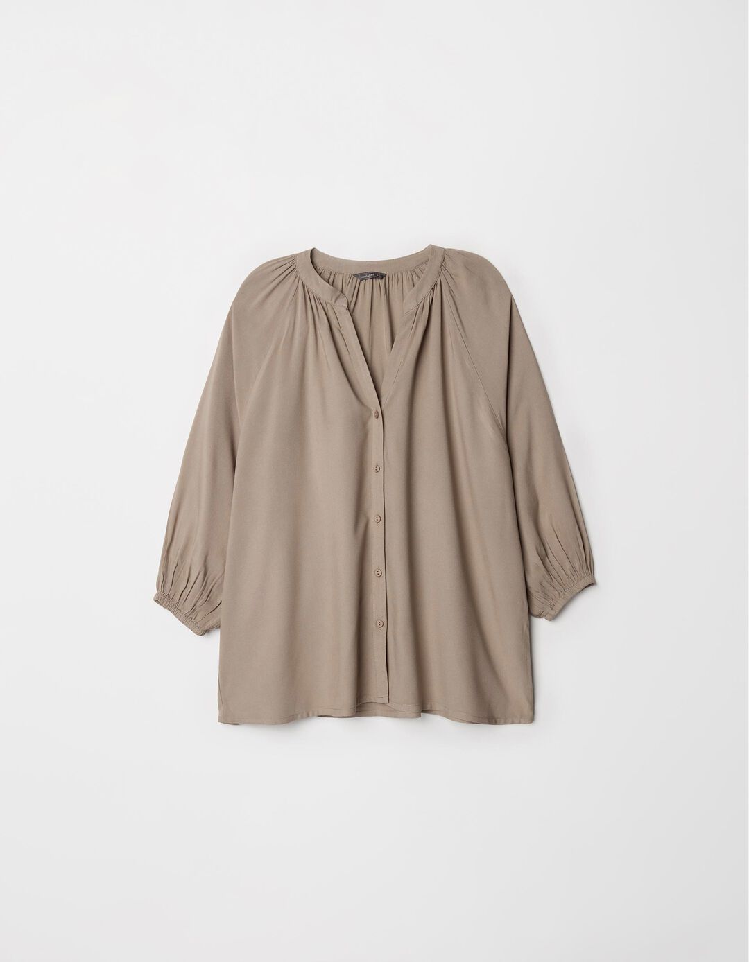 Blusa Decote em V, Mulher, Bege Escuro