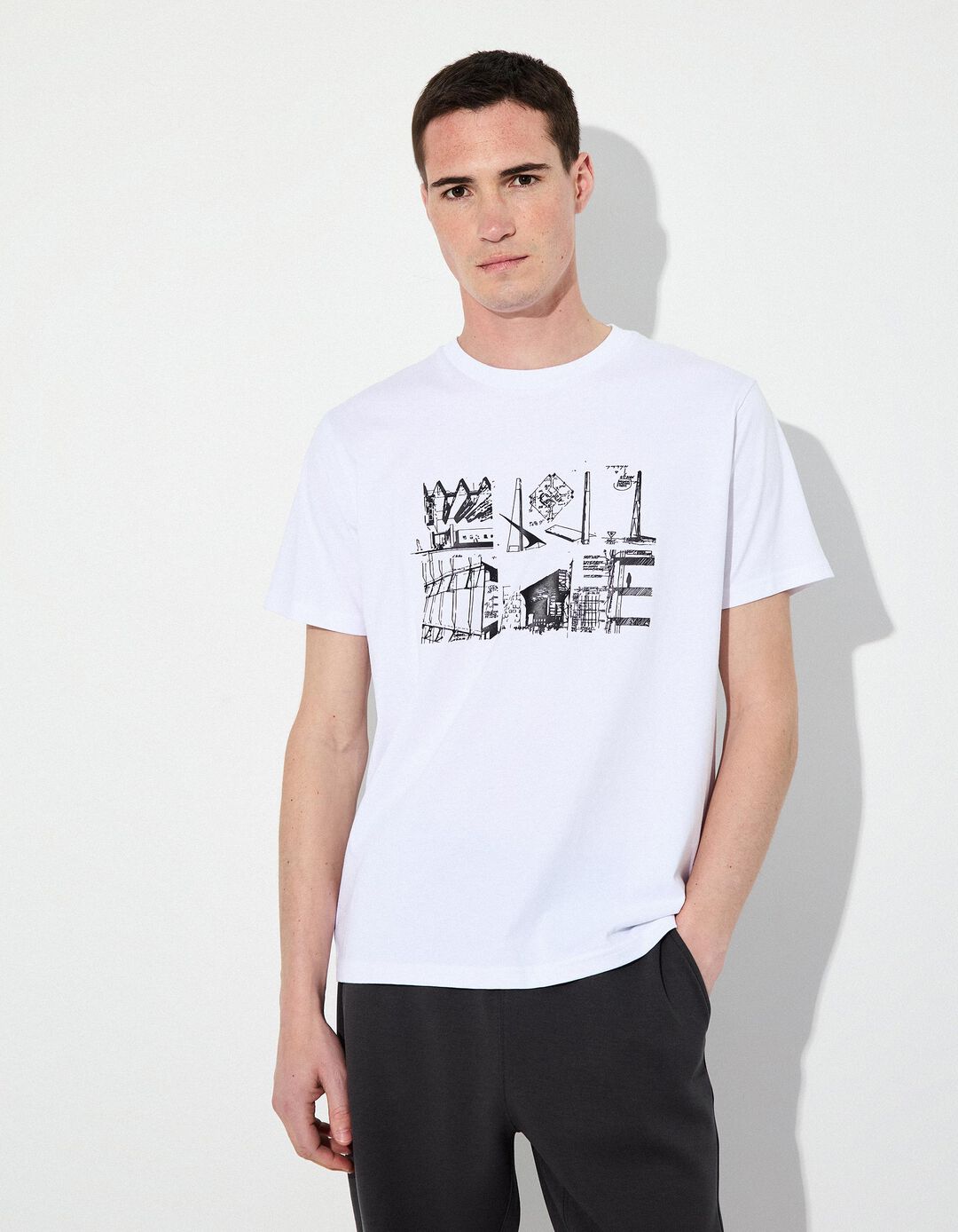 T-shirt Estampado, Homem, Branco