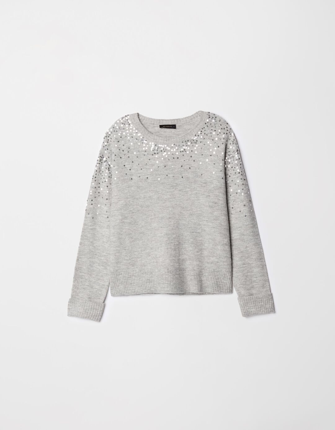 Camisola de Malha Lantejoulas, Mulher, Cinzento Claro
