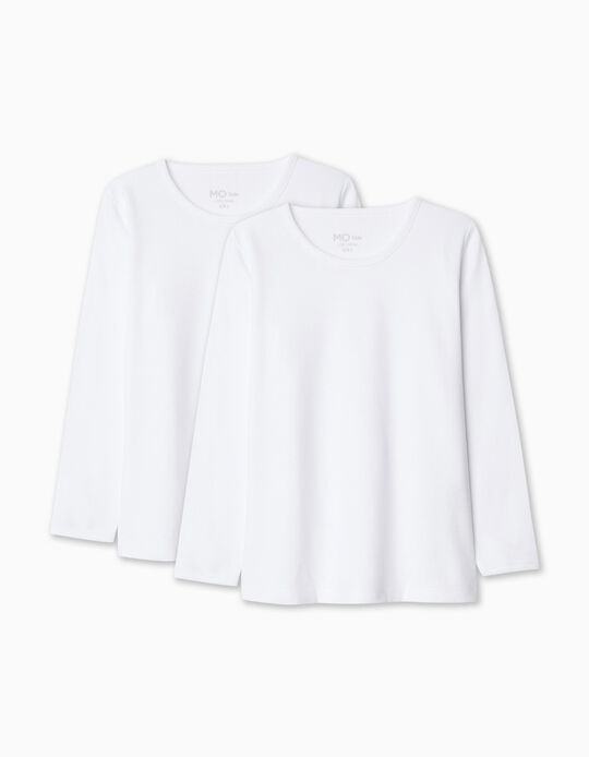 Comprar Online Pack 2 Camisolas Interiores de Manga Comprida, Menina, Branco