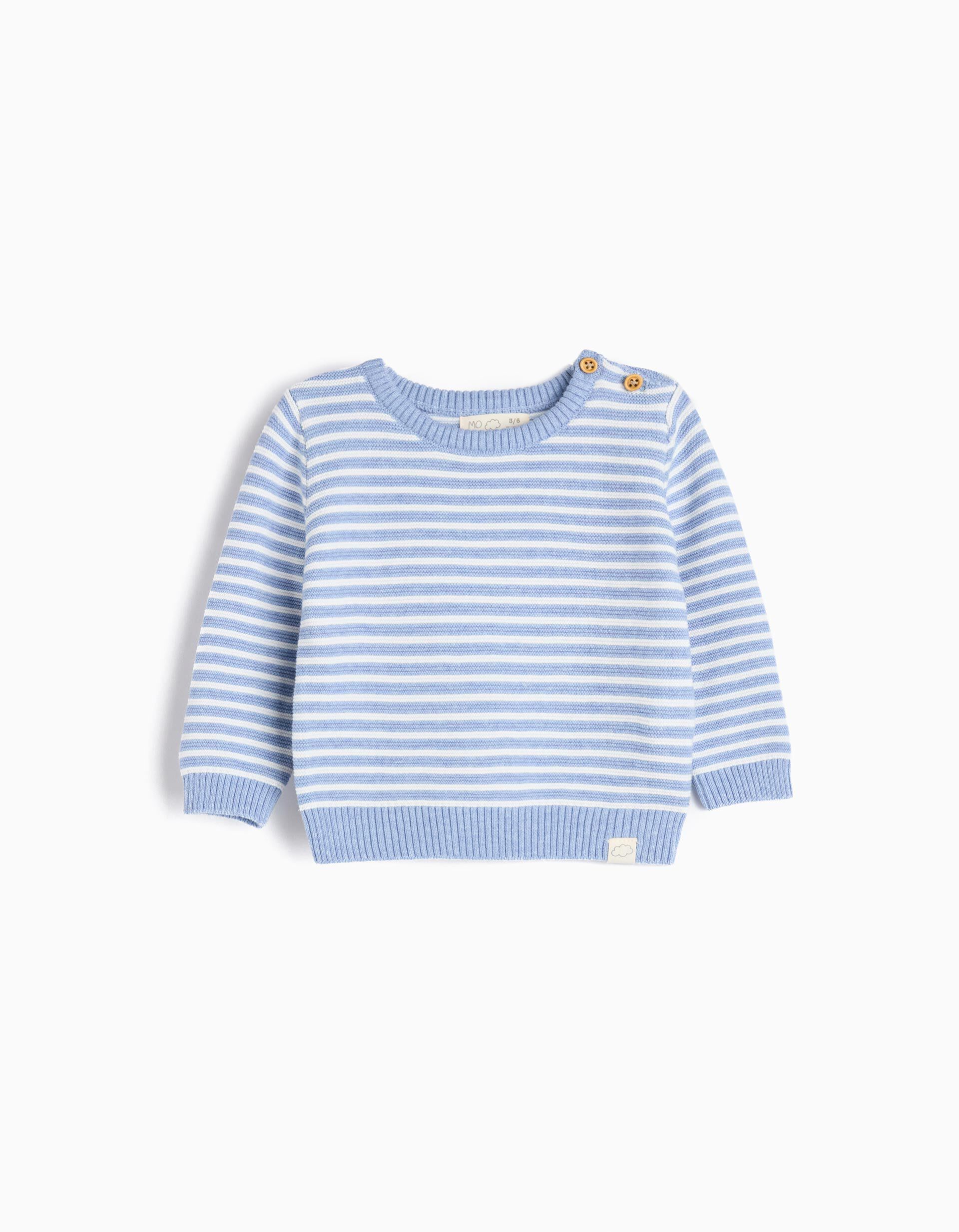Camisola de Malha Riscas, Recém-nascido, Azul