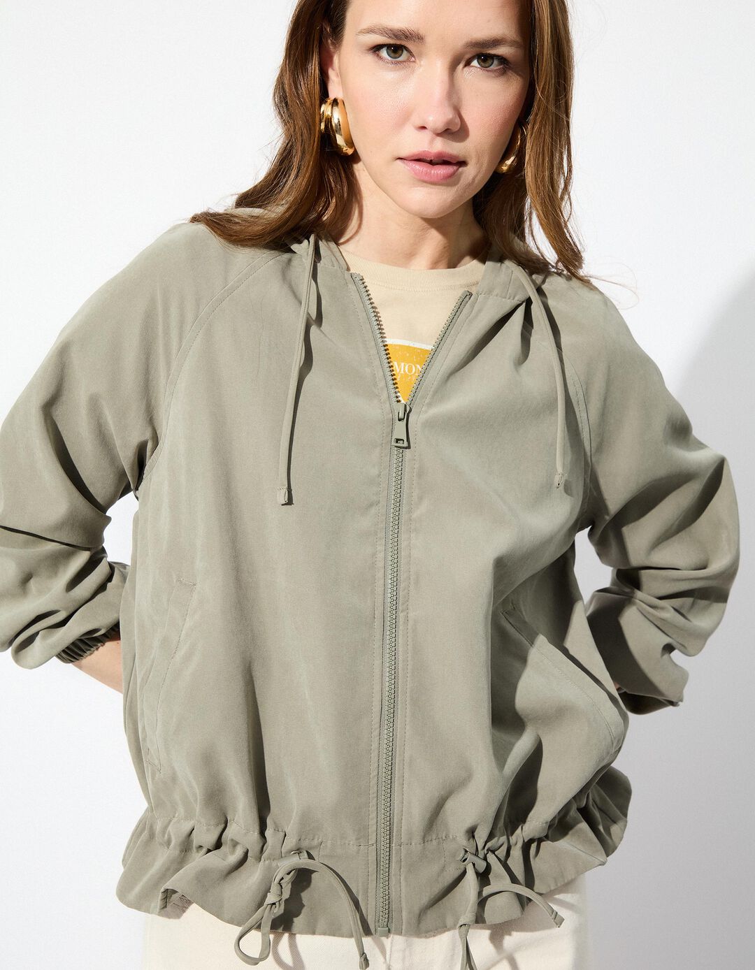 Parka Capuz, Mulher, Verde Escuro