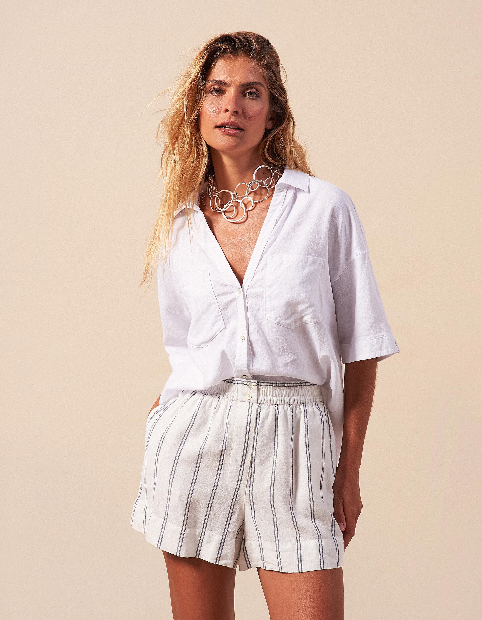 Camisa com Linho, Mulher, Branco