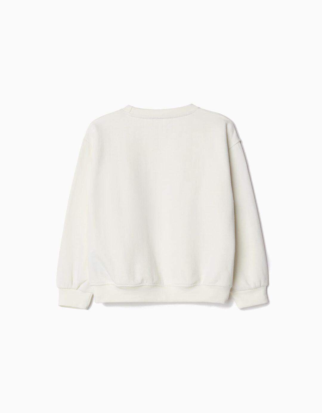 Sweatshirt de Felpa Flores, Menina, Branco
