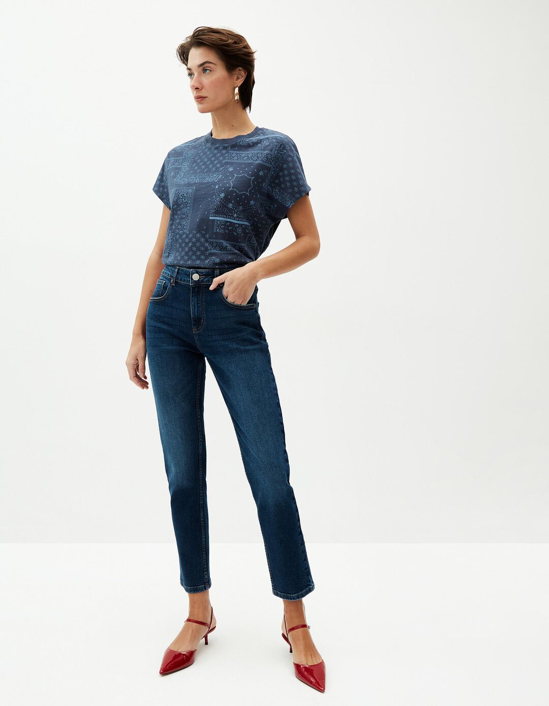 Cal&ccedil;as de Ganga 'Slim Fit', Mulher, Azul 