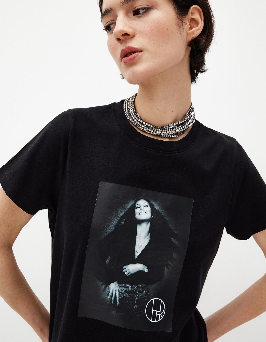 T-shirt 'Cher', Mulher, Preto